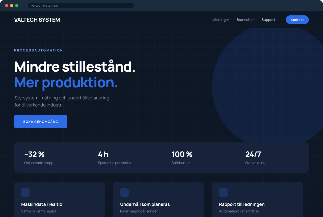 Designexempel: hemsida för industriföretag